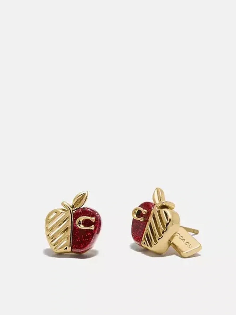 Coach Red & Gold Apple Stud Earrings - Picture 5 of 6